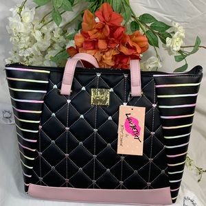 NWT BLACK QUILTED LUV BETSEY TOTE BAG